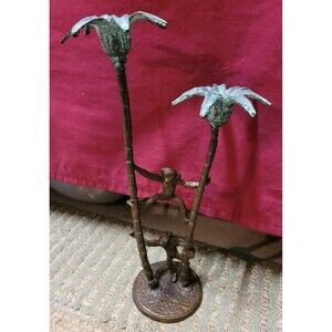 Andrea By Sadek Monkeys Climbing Palm Trees Candleholder